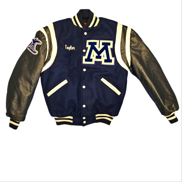 Vintage Letterman Apparel Leather Varsity Jacket Size Small Very Clean! - Picture 1 of 6